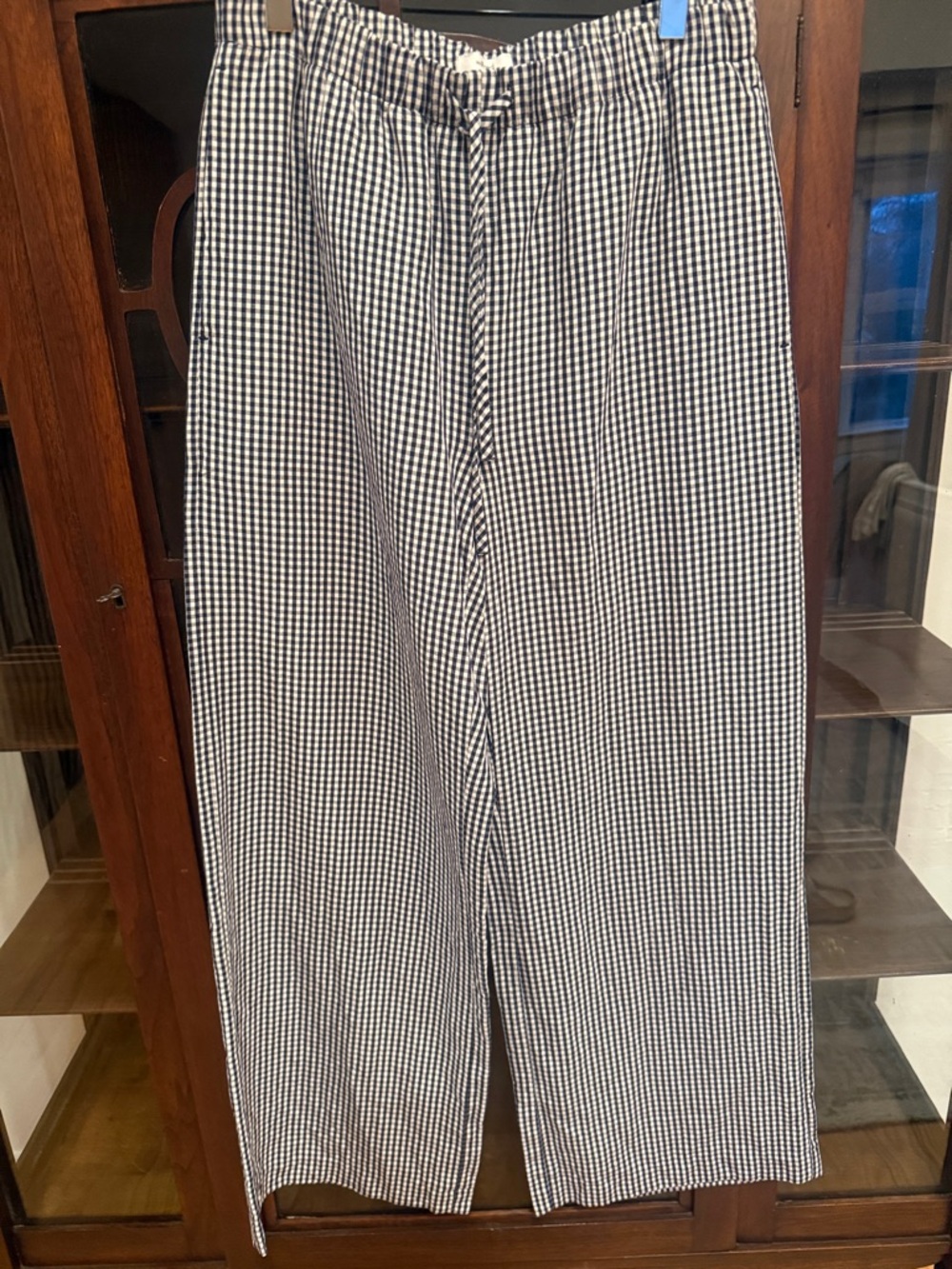 Aritzia CruiseLinen lodge pant- Black and White Gingham Wide Leg Pants